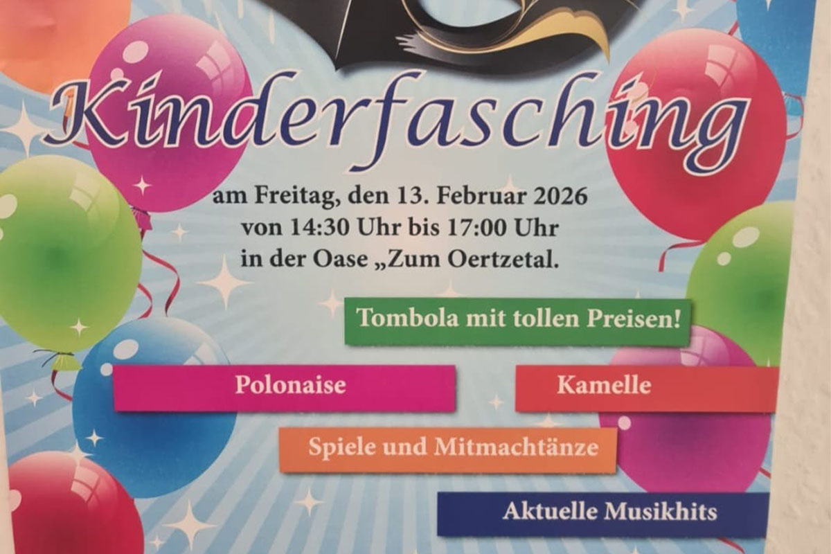 Flyer zum Kinderfasching 2026 in der OASE